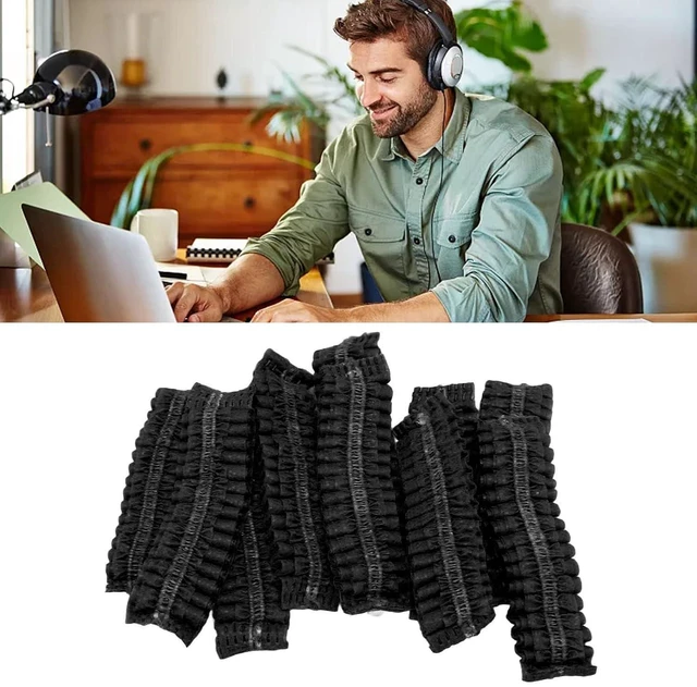 Alt view image 4 of 7 - 100pcs Disposable Earpad Covers, Stretchable Sanitary Headphone Protectors with Non Woven Fabric, for Most Headphones 8.512cm Ear Pads in Libraries Hospitals Cafes (Black)