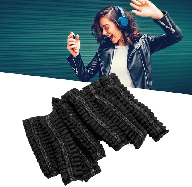 Alt view image 5 of 7 - 100pcs Disposable Earpad Covers, Stretchable Sanitary Headphone Protectors with Non Woven Fabric, for Most Headphones 8.512cm Ear Pads in Libraries Hospitals Cafes (Black)