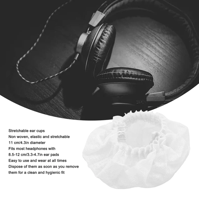 Alt view image 3 of 7 - 100pcs Disposable Earpad Covers, Stretchable Sanitary Headphone Protectors with Non Woven Fabric, for Most Headphones 8.512cm Ear Pads in Libraries Hospitals Cafes (White)