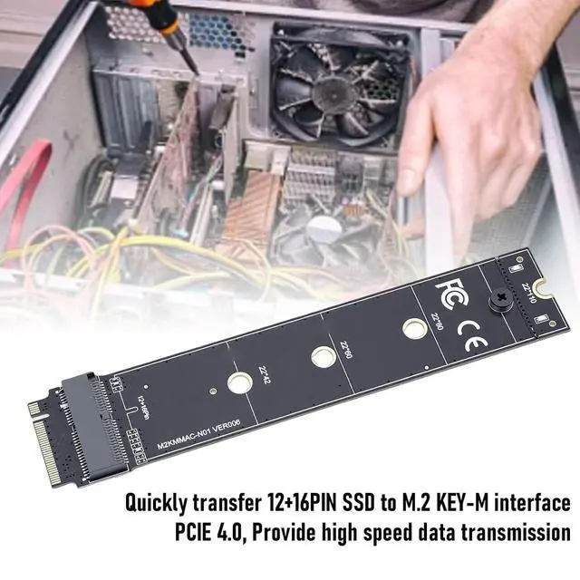 Alt view image 3 of 7 - 12 16 Pin SSD to M.2 Key M Adapter Card, PCIe 4.0 High Speed Transfer with Original Performance, for OS X Laptop 2013 2017 11 Systems