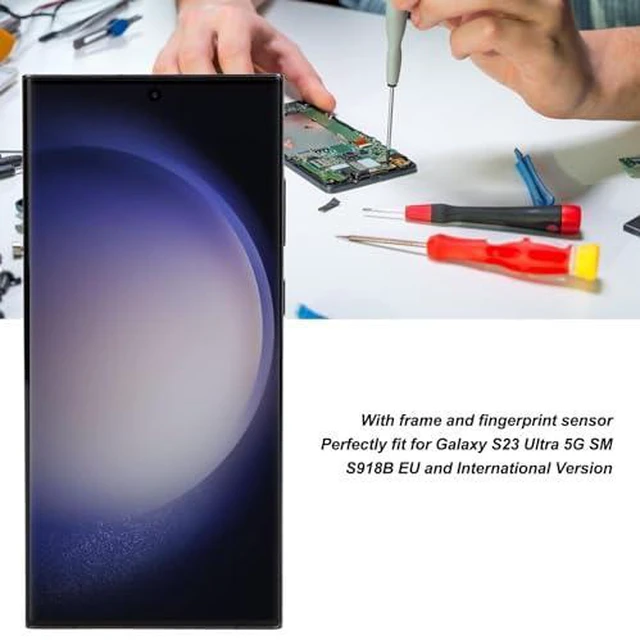 Alt view image 3 of 7 - Screen Replacement for S23 Ultra, OLED LCD Digitizer Display Assembly with Fingerprint Frame and Repair Tool Kits, 6.8 Inch Phone Assembly for S23