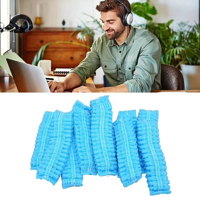 Alt view image 5 of 7 - 100pcs Disposable Earpad Covers, Stretchable Sanitary Headphone Protectors with Non Woven Fabric, for Most Headphones 8.512cm Ear Pads in Libraries Hospitals Cafes (Blue)