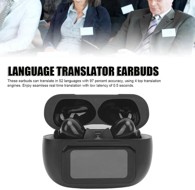 Alt view image 2 of 7 - AI Language Translation Earbuds, Real Time Translator Earbuds Support 52 Languages, Bluetooth 5.3 Online Two Way Translation Earphone for Android for Wins System (Black)