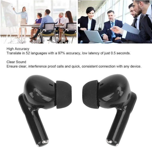 Alt view image 3 of 7 - AI Language Translation Earbuds, Real Time Translator Earbuds Support 52 Languages, Bluetooth 5.3 Online Two Way Translation Earphone for Android for Wins System (Black)