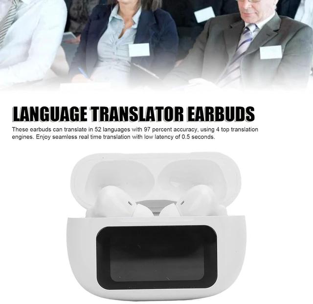 Alt view image 2 of 7 - AI Language Translation Earbuds, Real Time Translator Earbuds Support 52 Languages, Bluetooth 5.3 Online Two Way Translation Earphone for Android for Wins System (White)