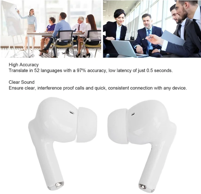Alt view image 3 of 7 - AI Language Translation Earbuds, Real Time Translator Earbuds Support 52 Languages, Bluetooth 5.3 Online Two Way Translation Earphone for Android for Wins System (White)