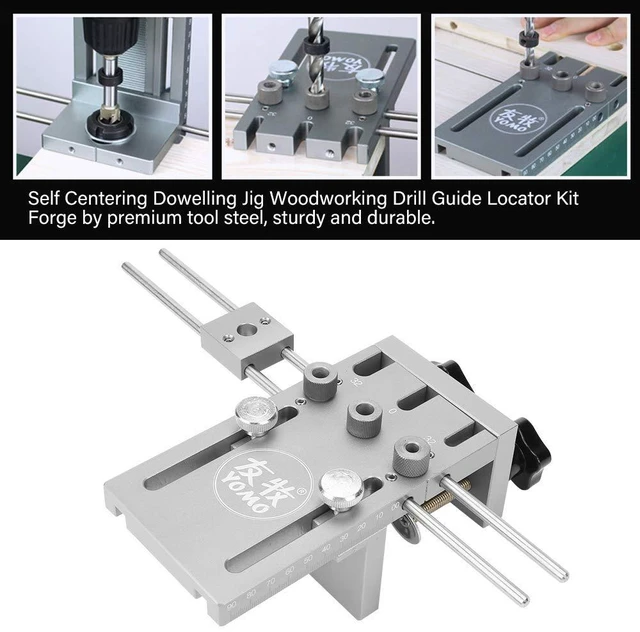 Alt view image 2 of 7 - 3 in 1Dowel Jig Kit, Self Centering Dowel Jig, Drill Tool,Drill Locator Kit,Adjustable Drill with Dedicated Clamp Board,High and Long Service Life