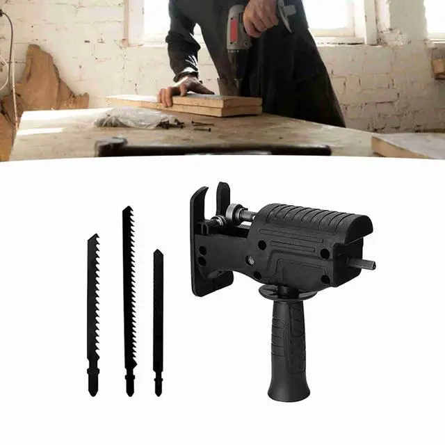 Alt view image 2 of 7 - Electric Drill Saw Adapter, Converts Drill into Reciprocating Saw, File or Jig Saw, Steel Blade, Quick Replacement, Wide Application for Wood, Metal, Plastic Cutting