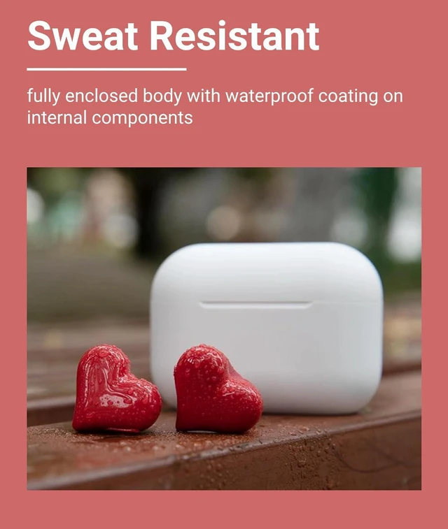 Alt view image 6 of 7 - Earbuds, Heart Shaped Bluetooth Headphones Noise Canceling Stereo in Ear Light Weight Earphones Cordless Earphone for Sports