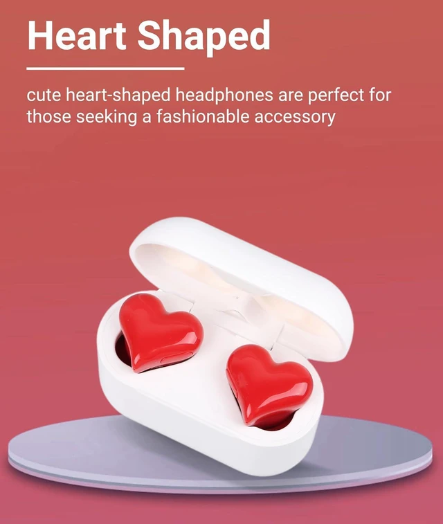 Alt view image 5 of 7 - Earbuds, Heart Shaped Bluetooth Headphones Noise Canceling Stereo in Ear Light Weight Earphones Cordless Earphone for Sports