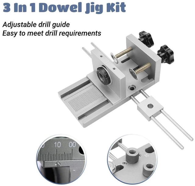 Alt view image 4 of 7 - 3 in 1Dowel Jig Kit, Self Centering Dowel Jig, Drill Tool,Drill Locator Kit,Adjustable Drill with Dedicated Clamp Board,High and Long Service Life