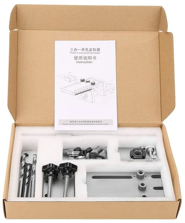 Alt view image 5 of 7 - 3 in 1Dowel Jig Kit, Self Centering Dowel Jig, Drill Tool,Drill Locator Kit,Adjustable Drill with Dedicated Clamp Board,High and Long Service Life