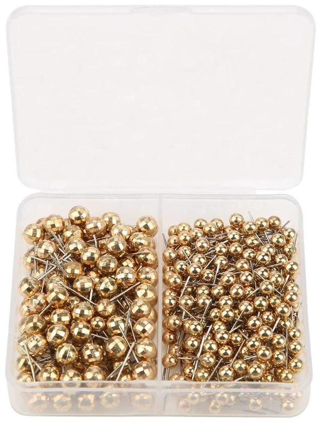 Main image of 300pcs Round Head Pin,Sewing Weddings Corsage Dressmaking Pearl Head Pin, Straight Quilting Ball Pins Fixed Marking Practical Tool(Gold)
