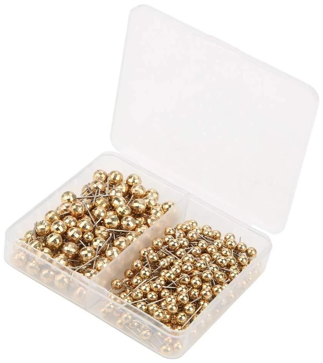 Alt view image 5 of 7 - 300pcs Round Head Pin,Sewing Weddings Corsage Dressmaking Pearl Head Pin, Straight Quilting Ball Pins Fixed Marking Practical Tool(Gold)