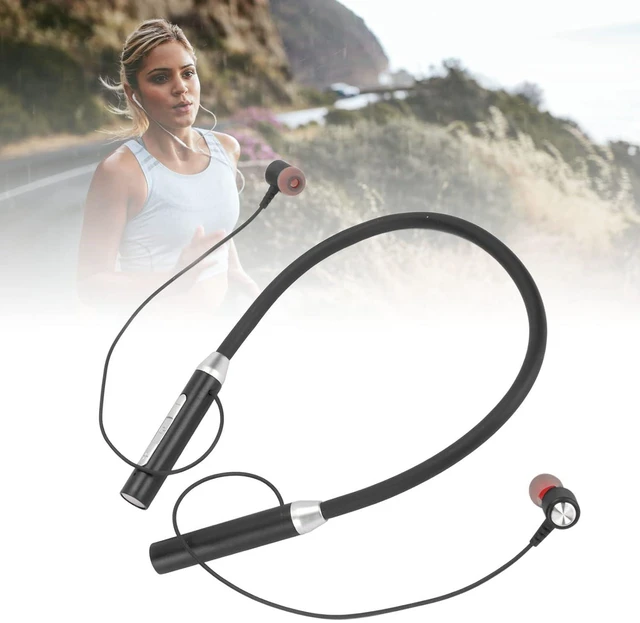 Alt view image 4 of 7 - Neckband Headphones, Neckband Headset with Retractable Earbuds, Workout Neckband Headphones Stereo Earphones (Black)