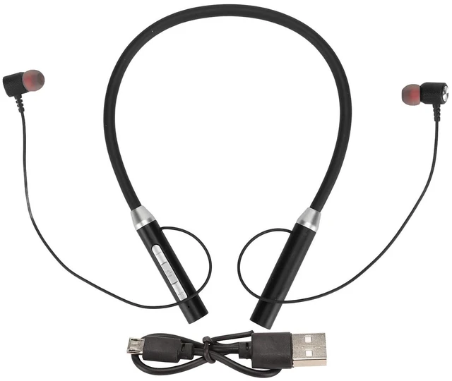 Alt view image 6 of 7 - Neckband Headphones, Neckband Headset with Retractable Earbuds, Workout Neckband Headphones Stereo Earphones (Black)