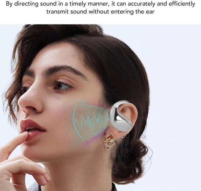 Alt view image 3 of 7 - Open Ear Headphones, Cordless Bluetooth 5.4 Earbuds, Stereo Noise Cancelling Ear Hook Headphone with Charging Case, Wearable Earphones for Running Workouts (White Skin Color)
