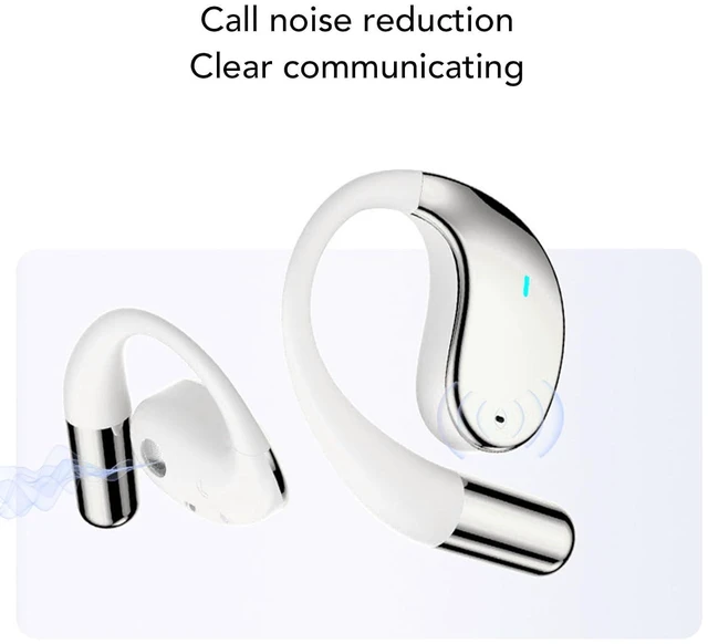 Alt view image 4 of 7 - Open Ear Headphones, Cordless Bluetooth 5.4 Earbuds, Stereo Noise Cancelling Ear Hook Headphone with Charging Case, Wearable Earphones for Running Workouts (White Skin Color)