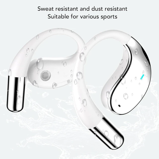 Alt view image 5 of 7 - Open Ear Headphones, Cordless Bluetooth 5.4 Earbuds, Stereo Noise Cancelling Ear Hook Headphone with Charging Case, Wearable Earphones for Running Workouts (White Skin Color)