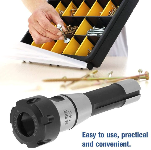 Alt view image 2 of 7 - ER25 Collet Chuck,Chuck Holder CNC Milling Spring Collets Cutter Tool, R8-ER25 Hook Spanner Wrench