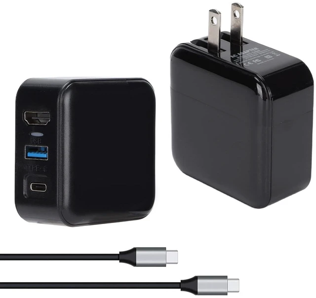 Main image of Charger Adapter for Dock, USB 3.0 and Type C Ports, AC Adapter, Fast Charging, HD Multimedia Interface, 4K Resolution, Portable Design, Foldable Plug (US Plug)