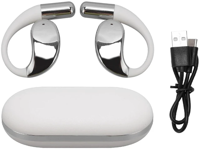 Alt view image 7 of 7 - Open Ear Headphones, Cordless Bluetooth 5.4 Earbuds, Stereo Noise Cancelling Ear Hook Headphone with Charging Case, Wearable Earphones for Running Workouts (White Skin Color)