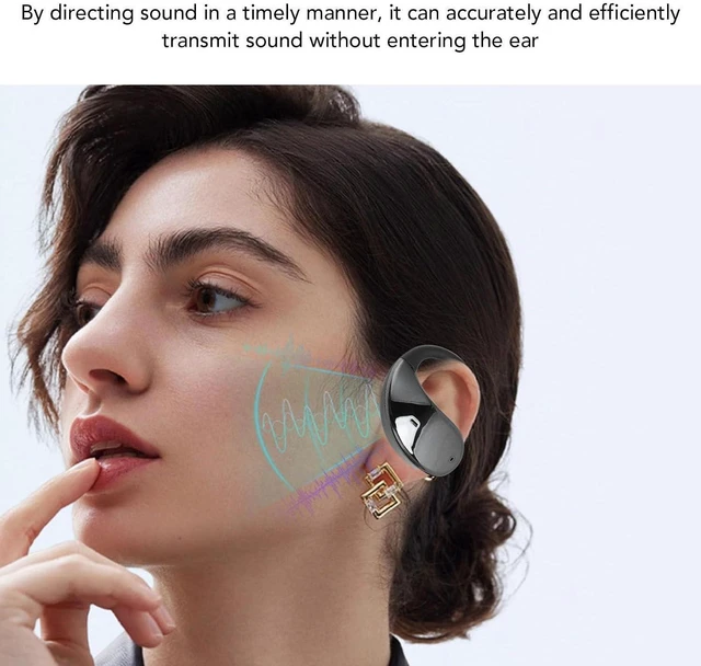 Alt view image 3 of 7 - Open Ear Headphones, Cordless Bluetooth 5.4 Earbuds, Stereo Noise Cancelling Ear Hook Headphone with Charging Case, Wearable Earphones for Running Workouts (Black)