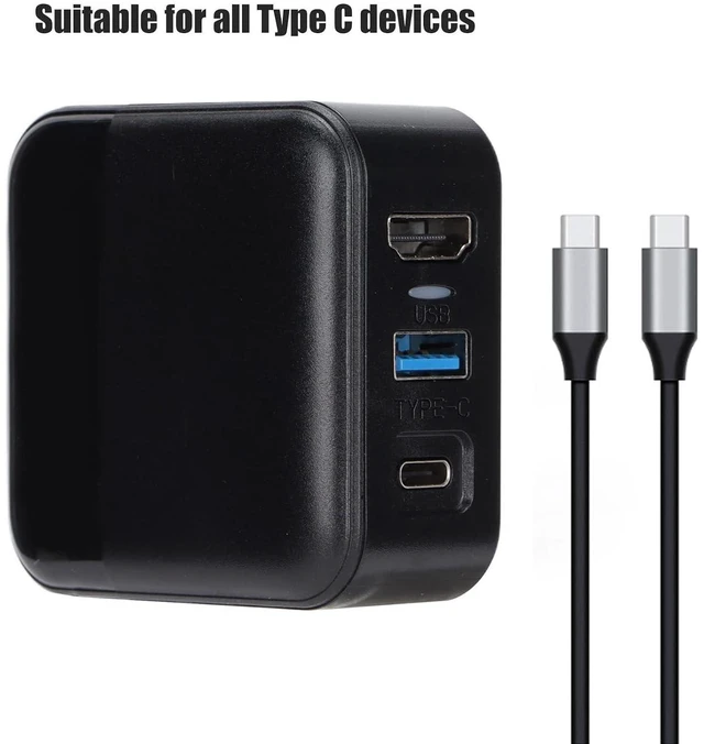 Alt view image 4 of 7 - Charger Adapter for Dock, USB 3.0 and Type C Ports, AC Adapter, Fast Charging, HD Multimedia Interface, 4K Resolution, Portable Design, Foldable Plug (US standard + UK