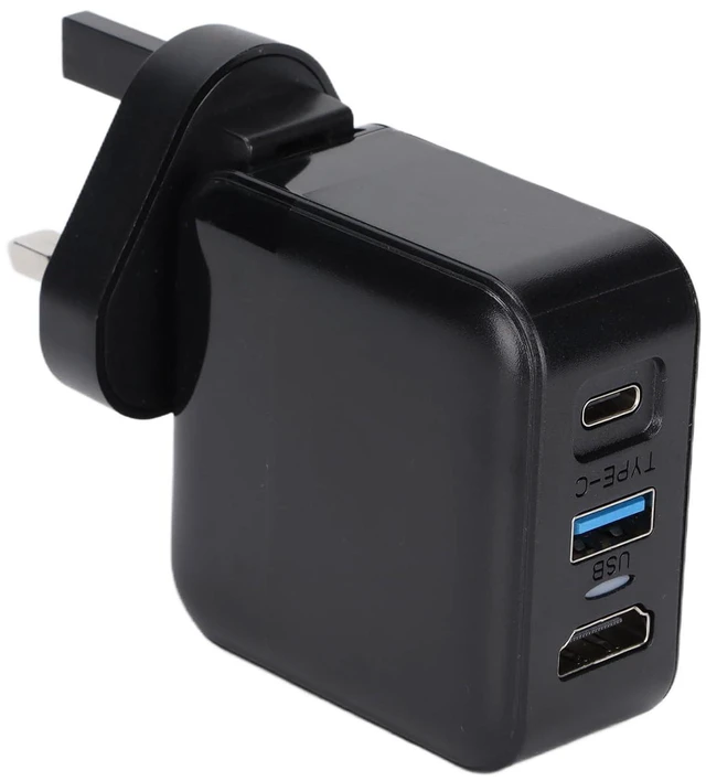Alt view image 2 of 7 - Aurikall USB C Charger Adapter with HD Multimedia Interface and USB 3.0 Hub, 39W PD Fast Charging Dock Compatible with, Supports 4K Video Output, Foldable Plug (US standard + UK standard adapter)