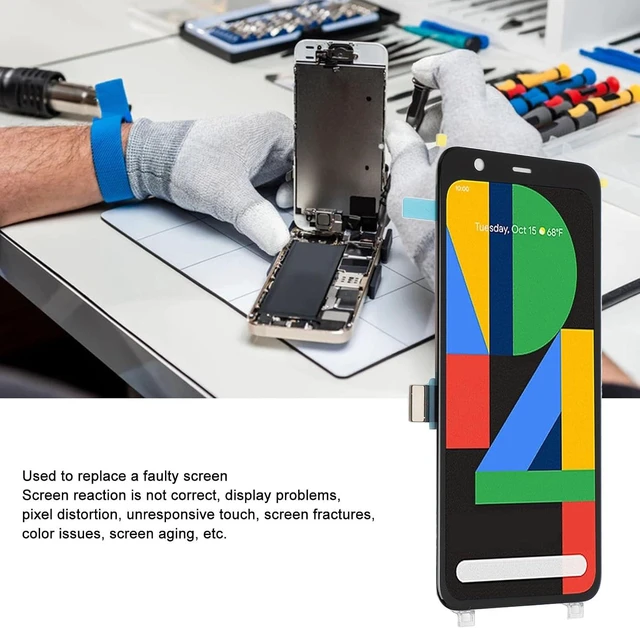 Alt view image 2 of 7 - Phone Screen Replacement for Pixel 4, 5.7in Display 3D Digitizer Assembly with Repair Tool, Phone Screen Assembly Support Fingerprint for Pixel 4 G020I G020N