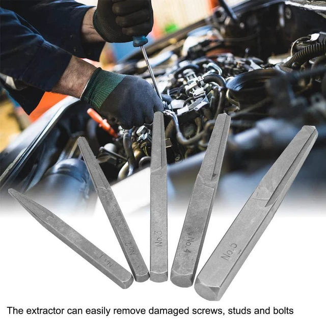 Alt view image 3 of 7 - 5Pcs Screw Extractor, Straight Fluted Screw Extractor Set, Broken Damaged Bolt Easy Out Removal Tool Type