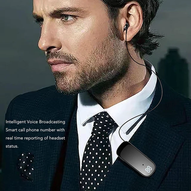 Alt view image 3 of 7 - Retractable Earpiece, Retractable Headset Clip On Bluetooth Earphone with LED Battery Display, Single in Ear Headphone for Sports Business Trucker Driver (Gradient Black)