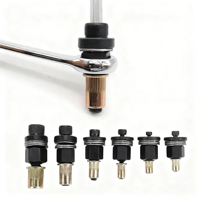 Alt view image 5 of 7 - 6Pcs Hand Rivet Nut Tool Mandrels, Manual Rivnut Tool Mandrel Set Accessories 10 24 to 3 8 16, with Common Sizes for Sheet Metal Pipe Riveting Automotive Furniture Construction
