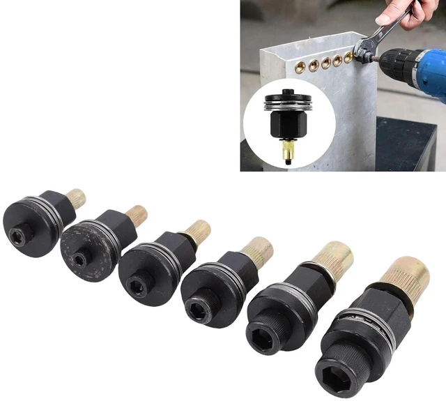 Alt view image 7 of 7 - 6Pcs Hand Rivet Nut Tool Mandrels, Manual Rivnut Tool Mandrel Set Accessories 10 24 to 3 8 16, with Common Sizes for Sheet Metal Pipe Riveting Automotive Furniture Construction
