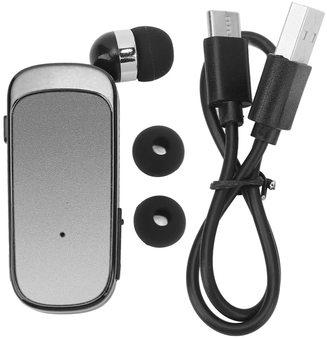 Alt view image 7 of 7 - Retractable Earpiece, Retractable Headset Clip On Bluetooth Earphone with LED Battery Display, Single in Ear Headphone for Sports Business Trucker Driver (Gradient Black)