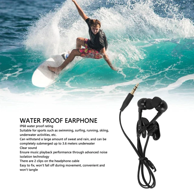 Alt view image 2 of 7 - IP68 Headphones for Swimming, Wired Earbuds 3.5mm in Ear Headphones with 8 Eartips, Swimming Earbuds with Stereo Audio, Earbuds for Surfing Running Skiing Running, 40cm