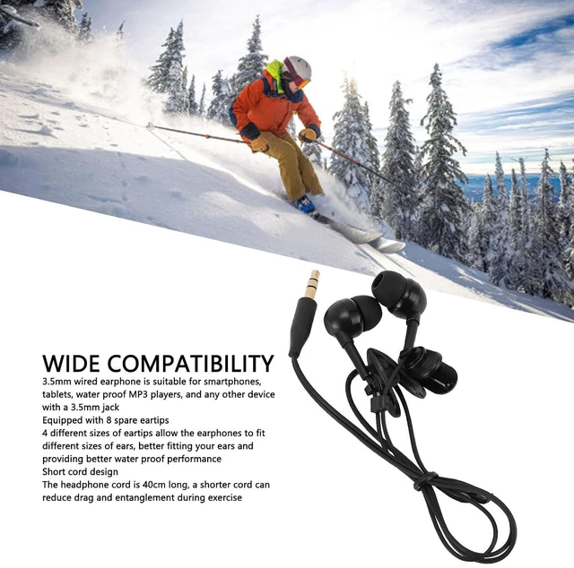 Alt view image 3 of 7 - IP68 Headphones for Swimming, Wired Earbuds 3.5mm in Ear Headphones with 8 Eartips, Swimming Earbuds with Stereo Audio, Earbuds for Surfing Running Skiing Running, 40cm