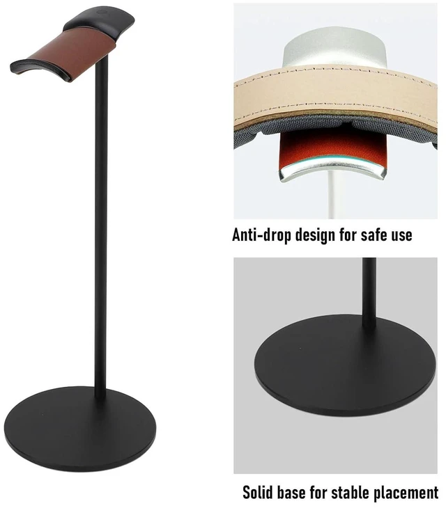 Alt view image 4 of 7 - Headphone Stand, Aluminum Alloy Headset Holder with Soft Top and 10cm Solid Base, for Home Studio Desktop Organization (Black)