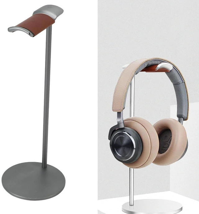 Alt view image 2 of 7 - Headphone Stand, Aluminum Alloy Headset Holder with Soft Top and 10cm Solid Base, for Home Studio Desktop Organization (Gray)