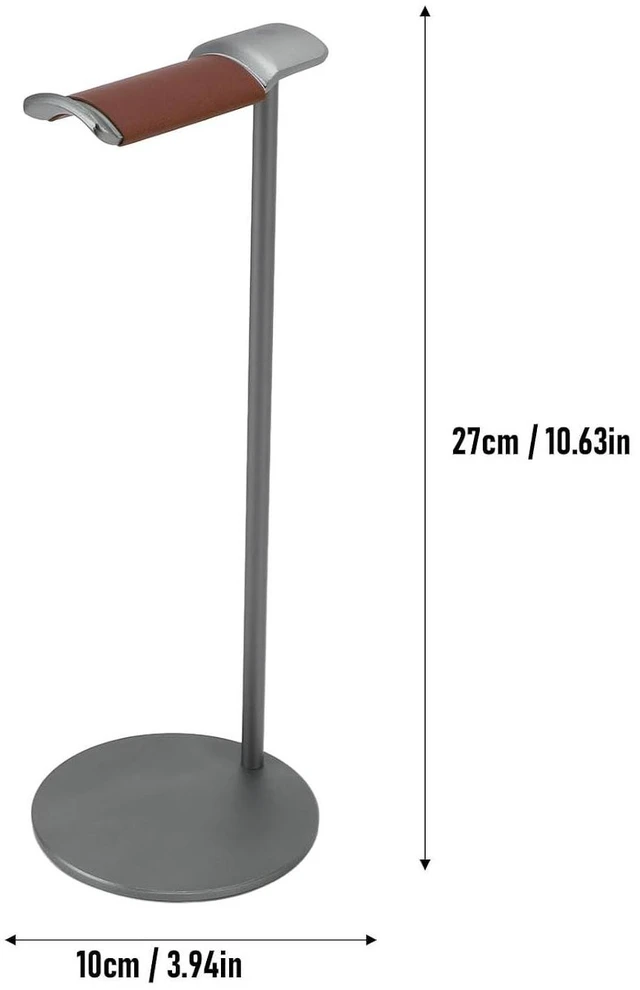 Alt view image 6 of 7 - Headphone Stand, Aluminum Alloy Headset Holder with Soft Top and 10cm Solid Base, for Home Studio Desktop Organization (Gray)
