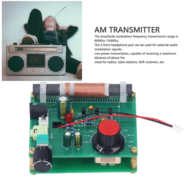 Alt view image 3 of 7 - AM Transmitter, 600Khz 1500Khz 512V Amplitude Modulation Transmitter with 3.5mm Headphone Jack, DIY AM Transmitter Micro Power for Radio Receiver Player Testing