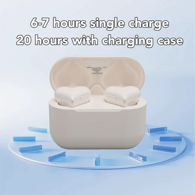 Alt view image 4 of 7 - Heart Shaped Earbuds, BT 5.3 HiFi Stereo Sound Noise Canceling Earphones with Charging Case, Cute in Ear Earbuds for Lover Couples for Valentine Sport Travel (White)