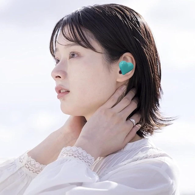 Alt view image 6 of 7 - Heart Shaped Earbuds, 5.3 HiFi Stereo Sound Noise Canceling Earphones with Charging Case, Cute in Ear Earbuds for Lover Couples for Valentine Sport Travel (Light