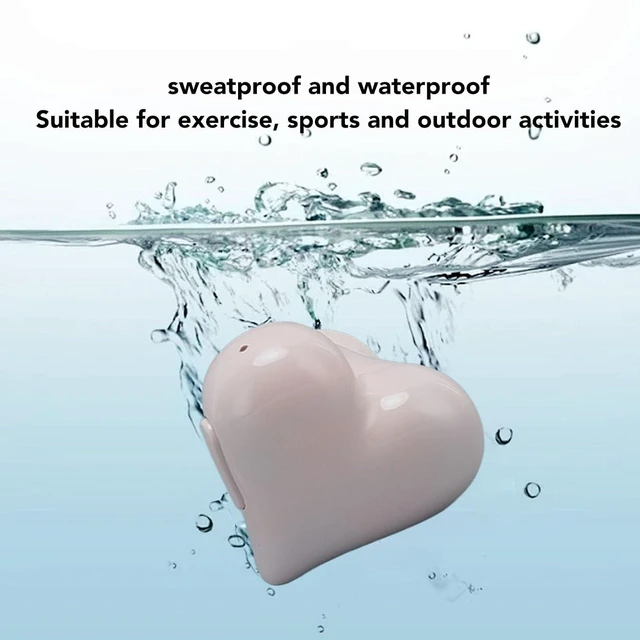 Alt view image 3 of 7 - Heart Shaped Earbuds, BT 5.3 HiFi Stereo Sound Noise Canceling Earphones with Charging Case, Waterproof Cute in Ear Earbuds for Lover Couples for Valentine Sport Travel (Pink)