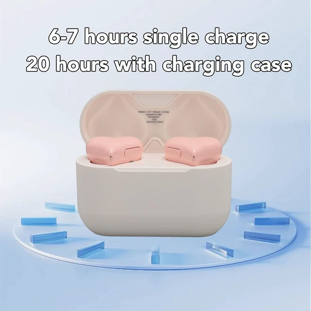 Alt view image 4 of 7 - Heart Shaped Earbuds, BT 5.3 HiFi Stereo Sound Noise Canceling Earphones with Charging Case, Waterproof Cute in Ear Earbuds for Lover Couples for Valentine Sport Travel (Pink)