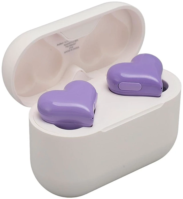 Main image of Heart Shaped Earbuds, BT 5.3 HiFi Stereo Sound Noise Canceling Earphones with Charging Case, Cute in Ear Earbuds for Lover Couples for Valentine Sport Travel (Pu rple)