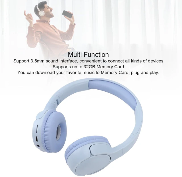 Alt view image 3 of 7 - Bluetooth Headphone, Stereo Deep Bass Lossless Over Ear Headphone, Noise Cancelling Foldable Gaming Headset with 3.5mm Port for Laptop Computer (Blue)