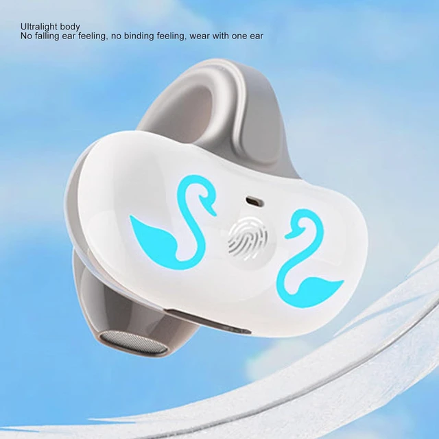 Alt view image 2 of 7 - Open Ear Clip Headphones, Earbuds Bluetooth 5.3, Noise Reduction Single Ear Clip Sports Earbuds for Music Calling for Running Cycling (White Grey)
