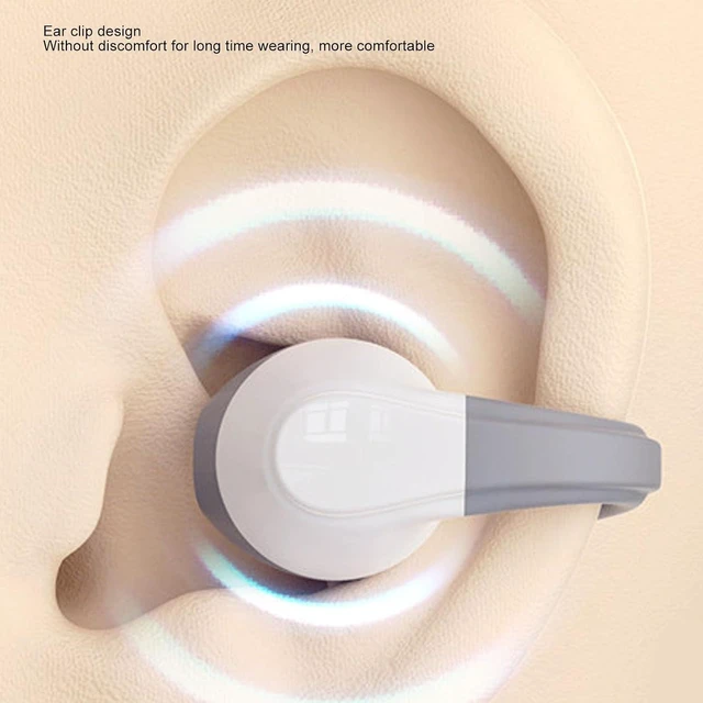 Alt view image 3 of 7 - Open Ear Clip Headphones, Earbuds Bluetooth 5.3, Noise Reduction Single Ear Clip Sports Earbuds for Music Calling for Running Cycling (White Grey)