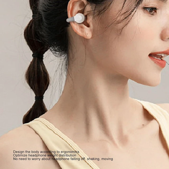 Alt view image 5 of 7 - Open Ear Clip Headphones, Earbuds Bluetooth 5.3, Noise Reduction Single Ear Clip Sports Earbuds for Music Calling for Running Cycling (White Grey)